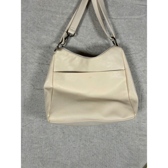 Rosetti Cream Beige Faux Leather Hobo Shoulder Bag Perforated Front Pocket - Picture 3 of 4